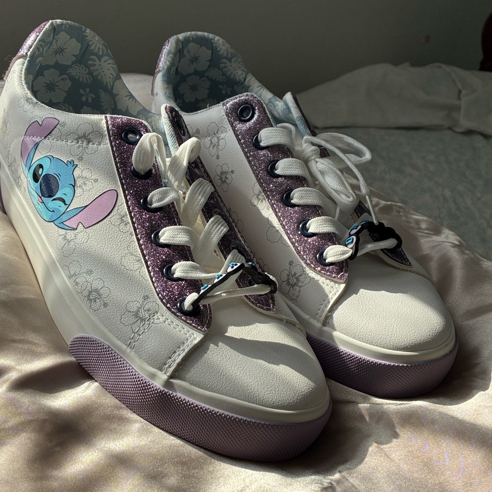 Disney Women's Stitch White and Lavender Sneakers - Picture 6 of 6